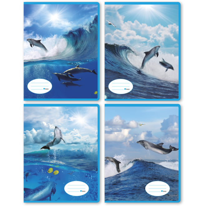 Schriften midicahiers 7,5-5-7,5, dolfijnen, 13,8 x 18 cm, 80 gr (25 stuks)