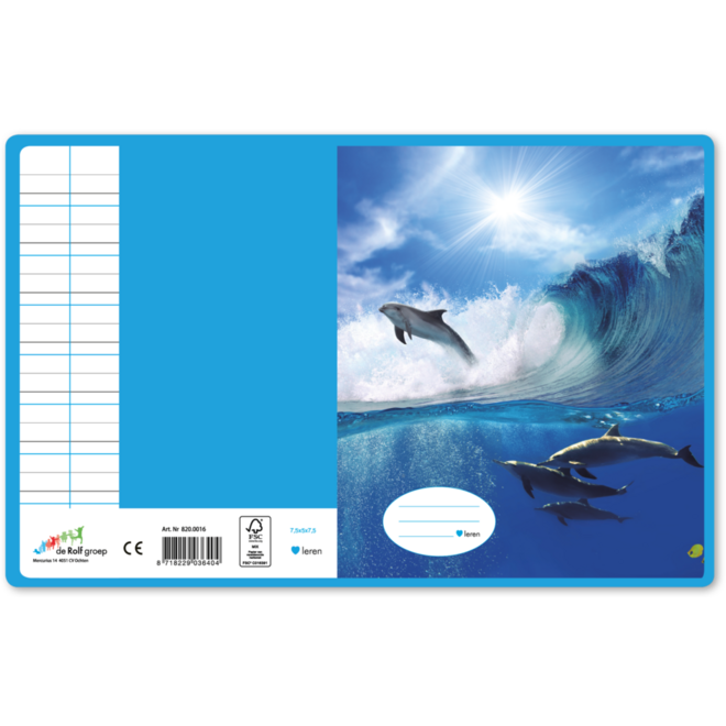 Schriften midicahiers 7,5-5-7,5, dolfijnen, 13,8 x 18 cm, 80 gr (25 stuks)