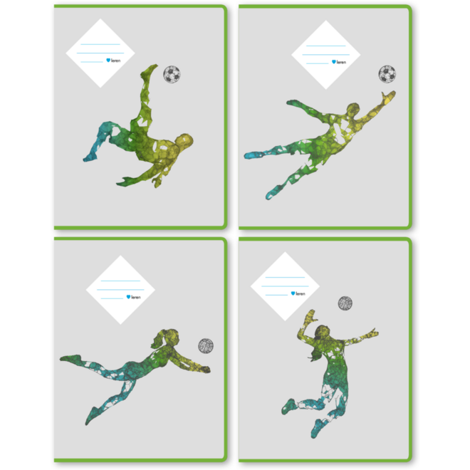 Schriften 24 lijnen, voetbal/volleybal, 16,5 x 21 cm, 80 gr (25 stuks)