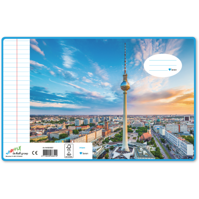 Schriften 24 lijnen, wereldsteden, 16,5 x 21 cm, 80 gr (25 stuks)
