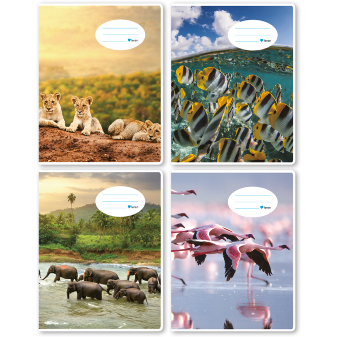 Schriften 24 lijnen, dieren in het wild, 16,5 x 21 cm, 80 gr (25 stuks)