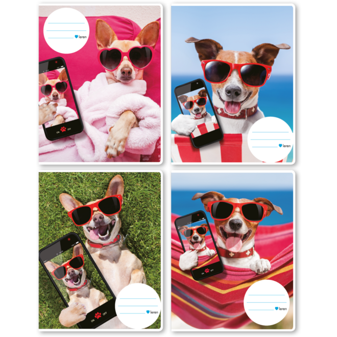 Schriften 24-2,5, selfie hond, 16,5 x 21 cm, 80 gr (25 stuks)