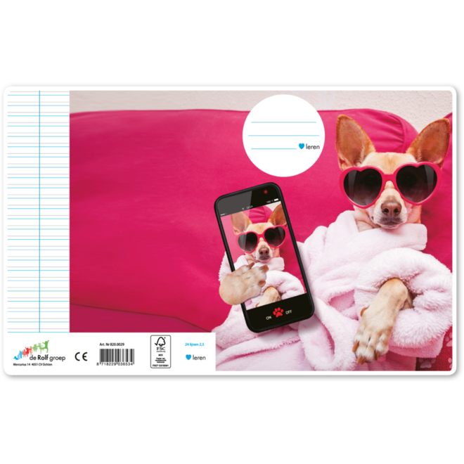 Schriften 24-2,5, selfie hond, 16,5 x 21 cm, 80 gr (25 stuks)