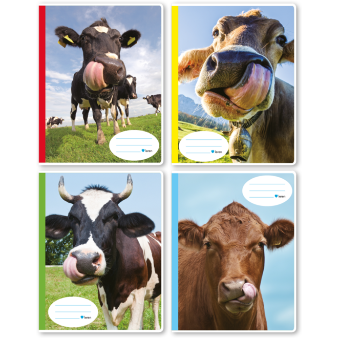 Schriften 4,5-3-4,5, gekke koe, 16,5 x 21 cm, 80 gr (25 stuks)