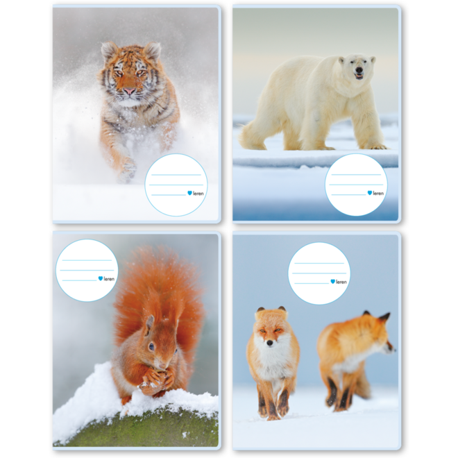 Schriften 6-3-6, dieren in de sneeuw, 16,5 x 21 cm, 80 gr (25 stuks)