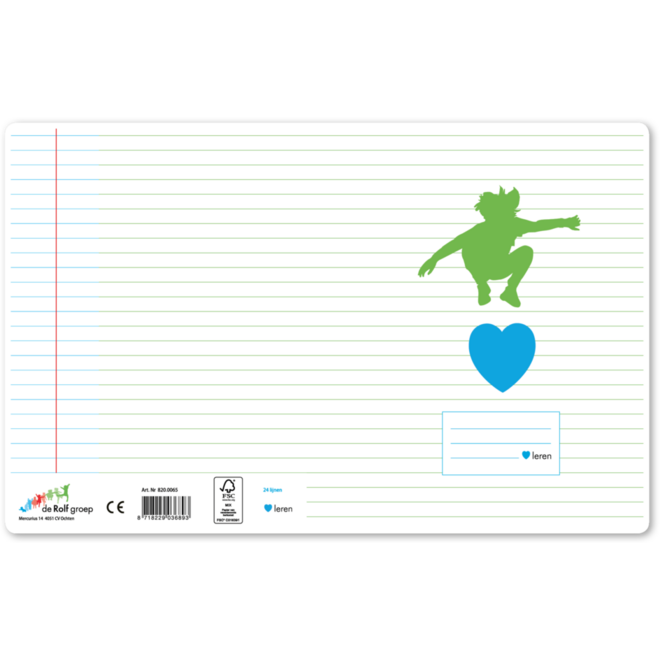 Schriften 24 lijnen, hart voor leren 4 kleuren, 16,5 x 21 cm, budget
