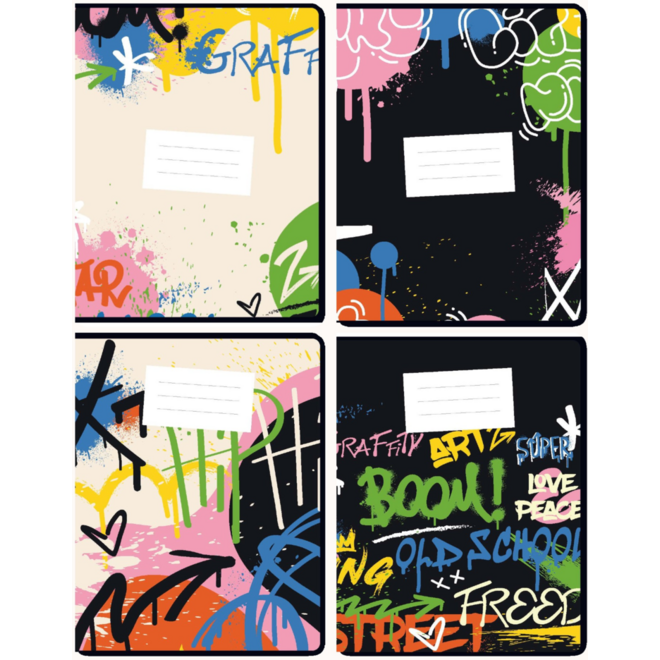 Schriften commerciaal 4x7,5 mm, graffiti, 16,5 x 21 cm, 80 gr (25 stuks)