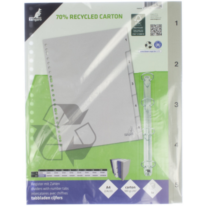 Tabbladen ECO A4 cijfers 23-rings 5-delig