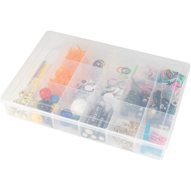 Opbergbox 17 vak met deksel transparant