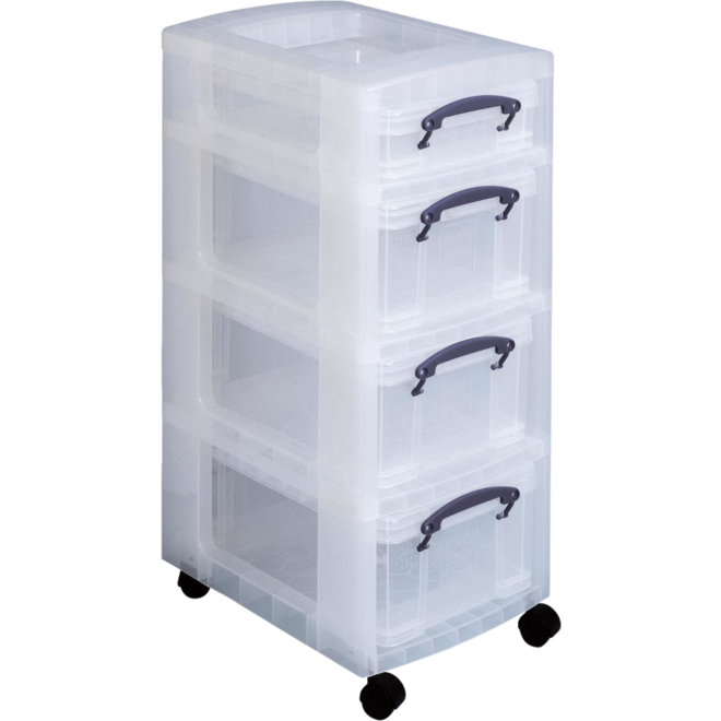 Trolley met 4 opbergboxen, 3 x 9 liter en 1 x 4 liter