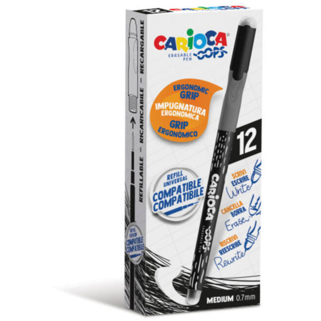Rollerpen OOPS ergo-grip zwart, 12 stuks