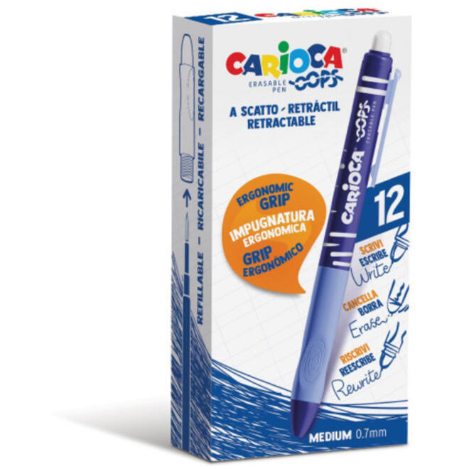 Rollerpen OOPS ergo-grip clic blauw, 12 stuks