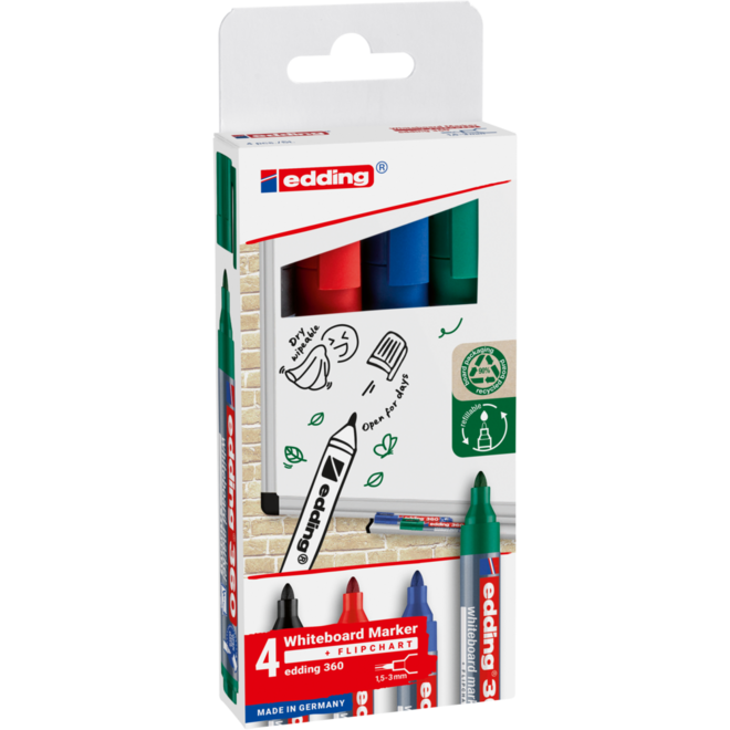 Whiteboardstift edding 360 1,5-3 mm assorti, 4 stuks