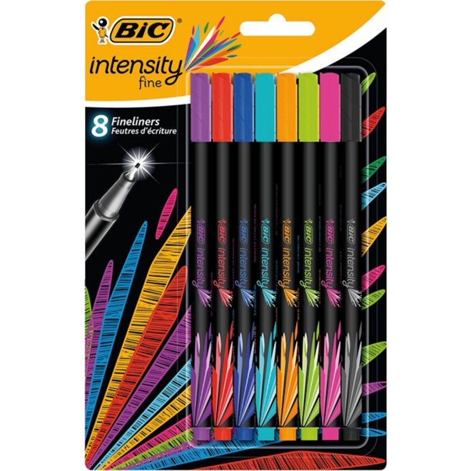Fineliner BIC Intensity assortiment van 8 stuks
