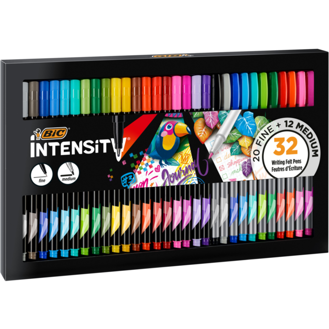 Fineliners BIC Intensity set fijn en medium, 20 + 12 stuks