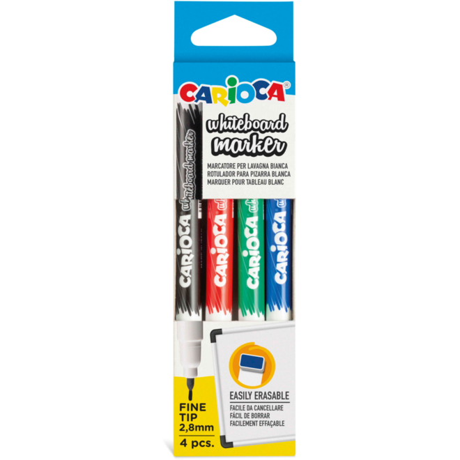 Whiteboardstiften Carioca Finetip assorti, 4 stuks