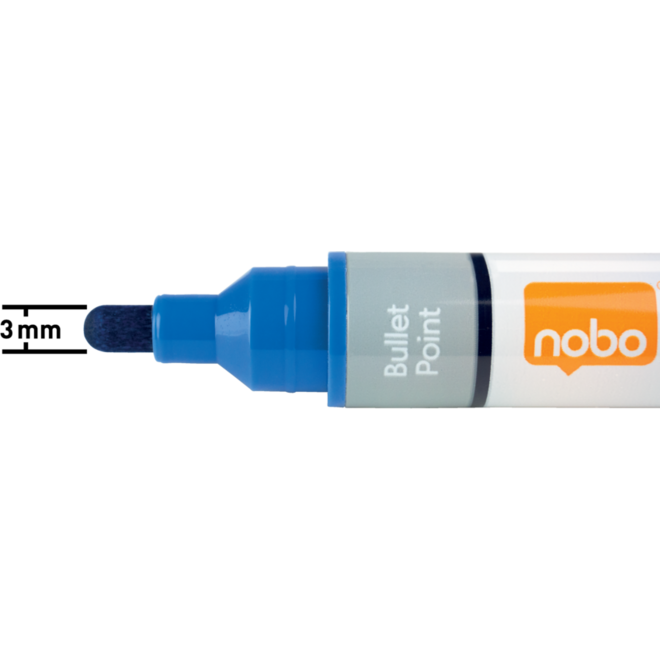 Whiteboardstiften Nobo Liquid Ink ronde punt 3 mm blauw, 10 stuks