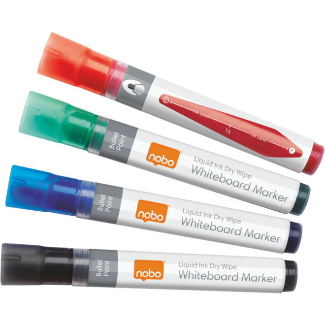 Whiteboardstiften Nobo Liquid Ink ronde punt 3 mm assorti 4 stuks