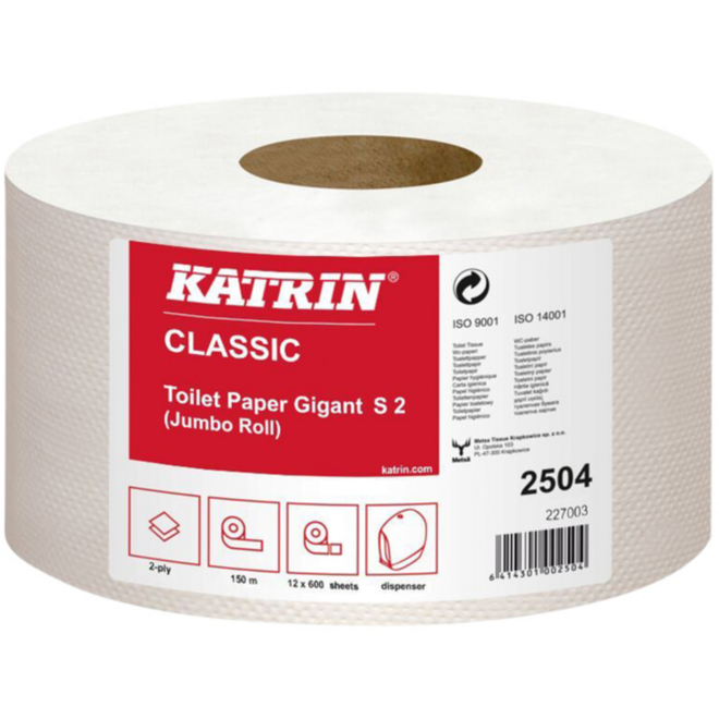 Toiletpapier Katrin Classic Jumbo S2 2laags 12 rollen