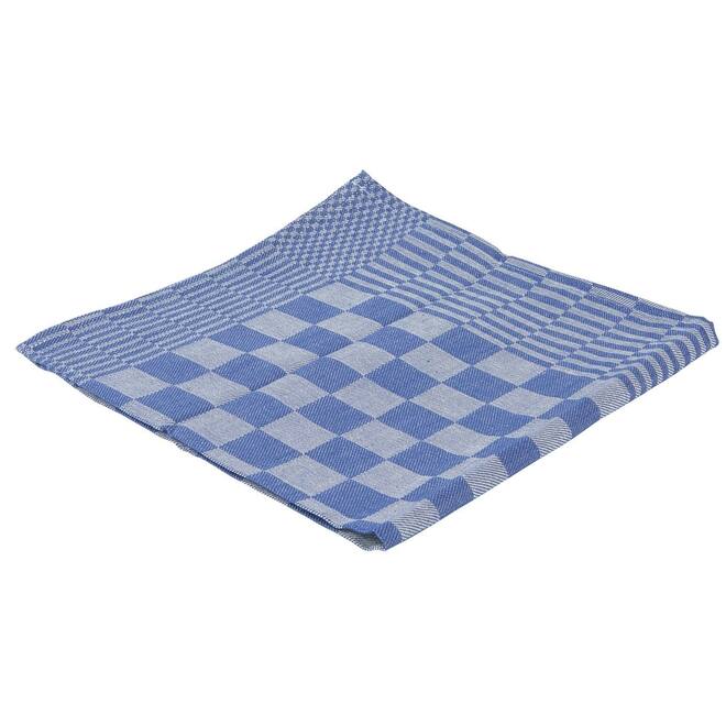 Theedoek blok 70 x 70 cm blauw/wit geruit