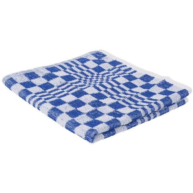Handdoek blok 50 x 50 cm blauw/wit geruit