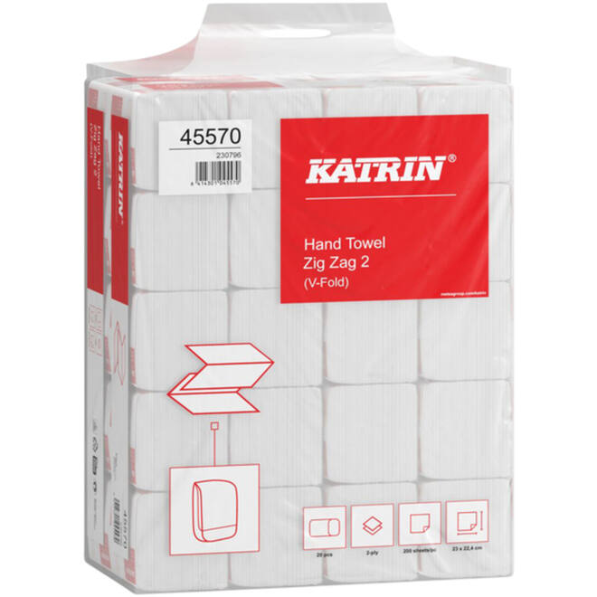 Handdoekjes Katrin Z-vouw 2-laags 224 x 230 mm, 20 x 200 vel