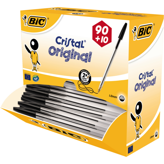 Balpen BIC Cristal zwart Voordeelpak 90 + 10 gratis