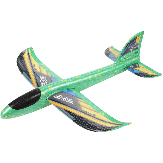 Foam vliegtuig 36 cm met stickers assorti