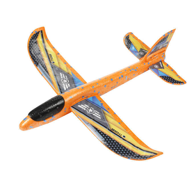 Foam vliegtuig 36 cm met stickers assorti
