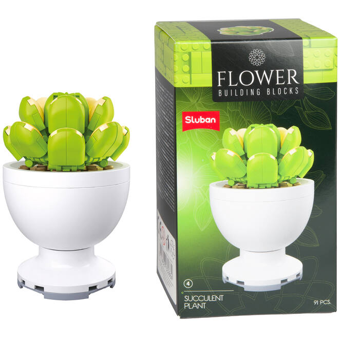 Bouwstenen bloemen in pot assorti