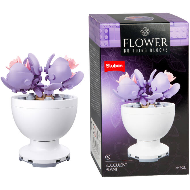Bouwstenen bloemen in pot assorti