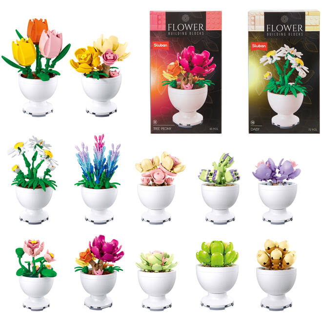 Bouwstenen bloemen in pot assorti