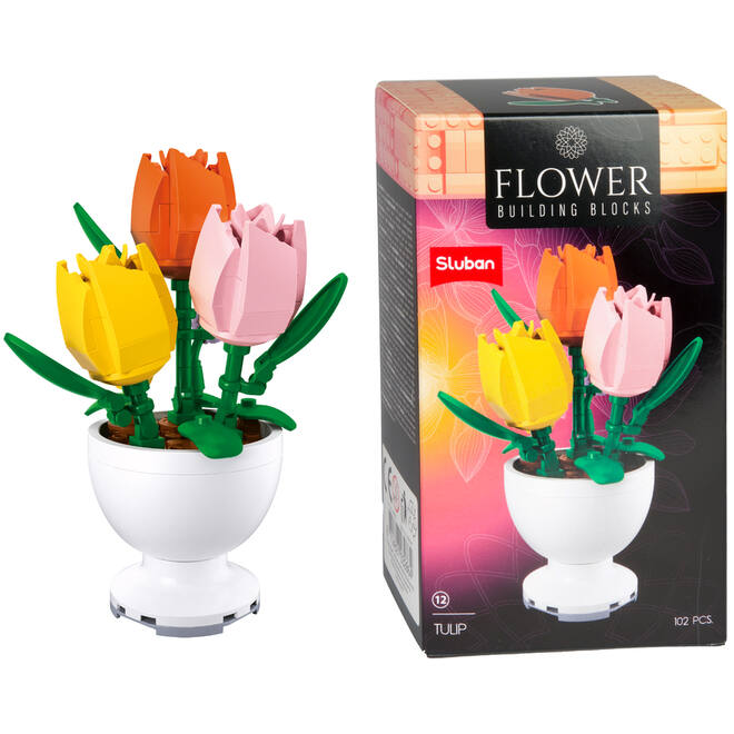Bouwstenen bloemen in pot assorti
