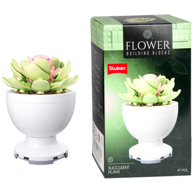 Bouwstenen bloemen in pot assorti