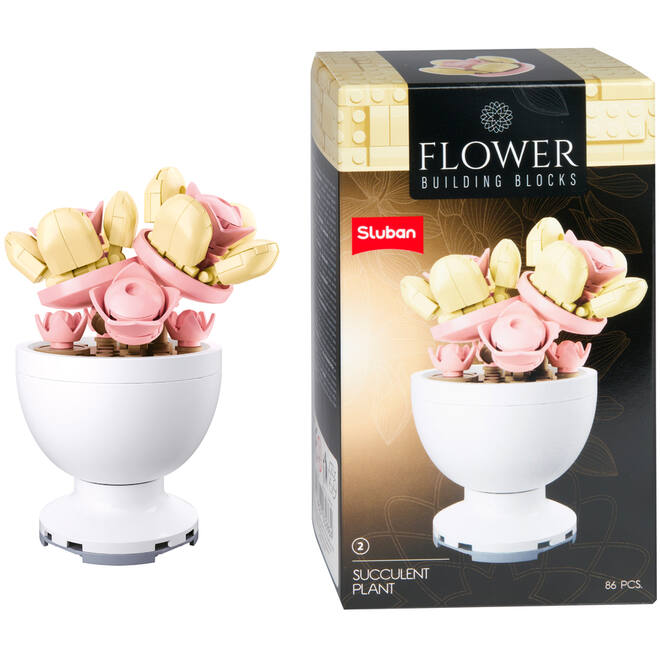 Bouwstenen bloemen in pot assorti