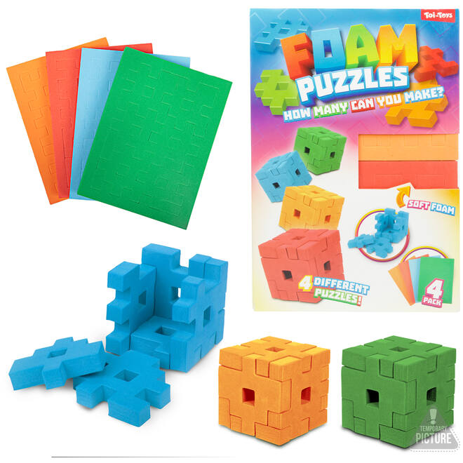 3D foam puzzels cube, 4 stuks