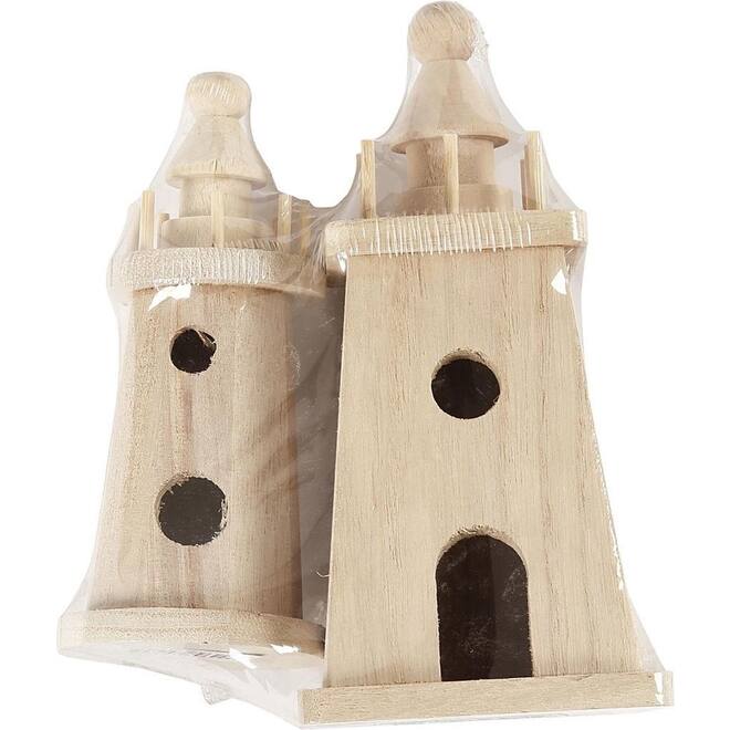 Vuurtoren, 2 stuks, keizerin boom,  afm 13,5 × 6 cm en 18 × 8 cm