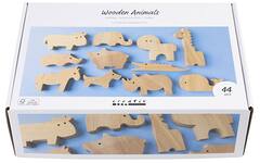 Houten dieren boerderij en safari 3-14,5 cm dikte 2 cm, 44 stuks