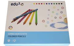 Kleurpotloden edu³ Jumbo 9,6 mm driekantig assorti, 144 stuks in houten kist