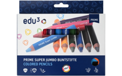 Kleurpotloden edu³ Super Jumbo 15 mm driekantig assorti, 10 stuks