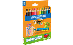 Kleurpotloden BIC Multi surface 3-in-1 assorti, 10 stuks incl. slijper