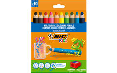 Kleurpotloden BIC Multi surface 3-in-1 assorti, 10 stuks incl. slijper
