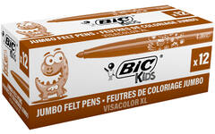 Viltstiften BIC kids visacolor XL Ecolutions rood-bruin, 12 stuks