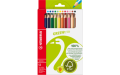 Kleurpotloden STABILO GREENtrio driekantig assorti, 12 stuks