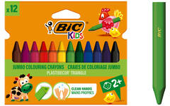 Kleurkrijt BIC Plastidecor triangle assorti, 12 stuks