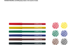 Viltstiften | de Rolf groep | basic 2 mm assorti, 6 stuks