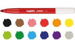 Viltstiften Carioca maxi jumbo punt assorti, 12 stuks