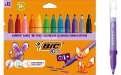 Viltstiften BIC kids comfort jumbo assorti, 12 stuks