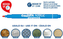 Acrylstiften Carioca assorti medium punt, 12 stuks