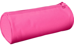 Schooletui rond 21 x 8,5 cm, roze